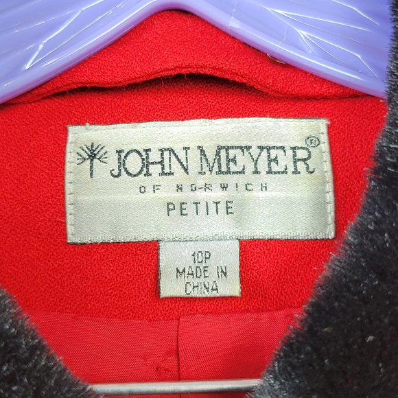 Vintage 90s Red & Black Faux Fur Trim Blazer Jacket - Picture 6 of 8